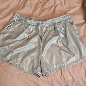 SHEIN Shimmering Silver Athletic Shorts